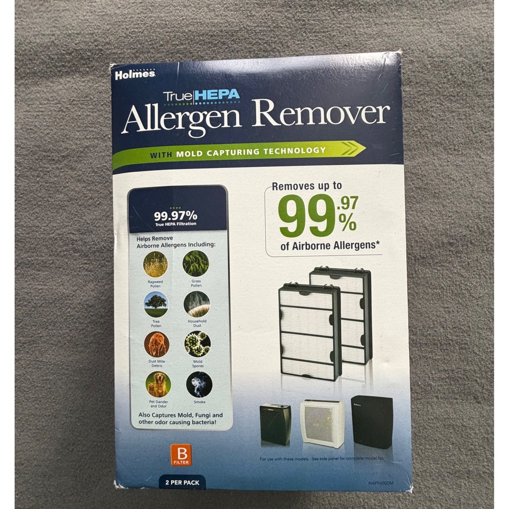 NEW-Holmes True HEPA Allergen Remover Filter B 2-Pack HAPF600DM Mold Capturing